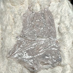 Light pink velvet Danskin pajama set. Small lace detailings. Size M
